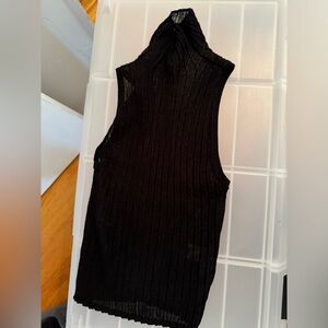 Helsa Black Knit Turtleneck Tank